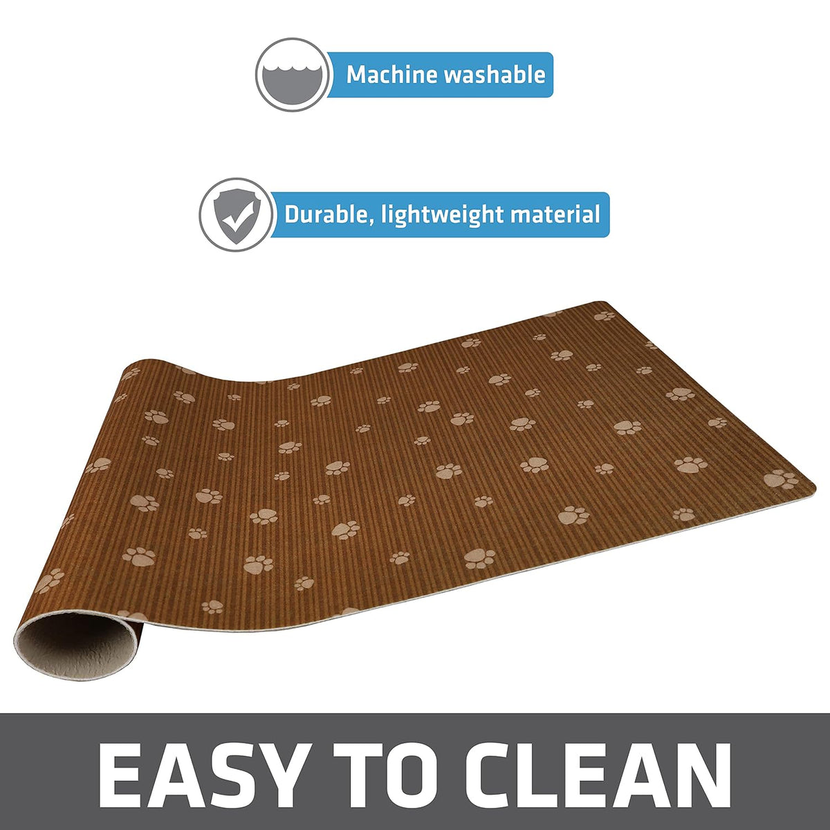 Drymate Pet Placemat – Brown Stripe/Tan Paw (16 x 28 Inches)