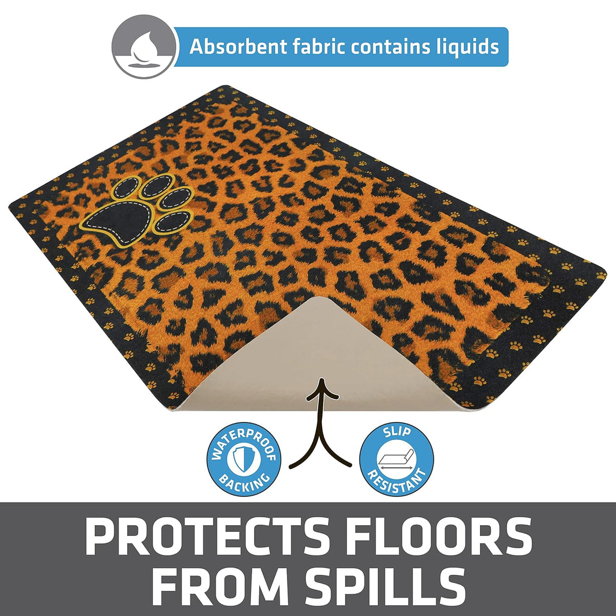 Drymate Pet Placemat – Tan Leopard (12 x 20 Inches)