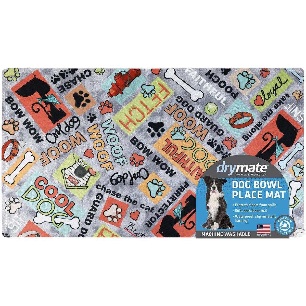 Drymate Pet Placemat – Cool Dog Grey (16 x 28 Inches)