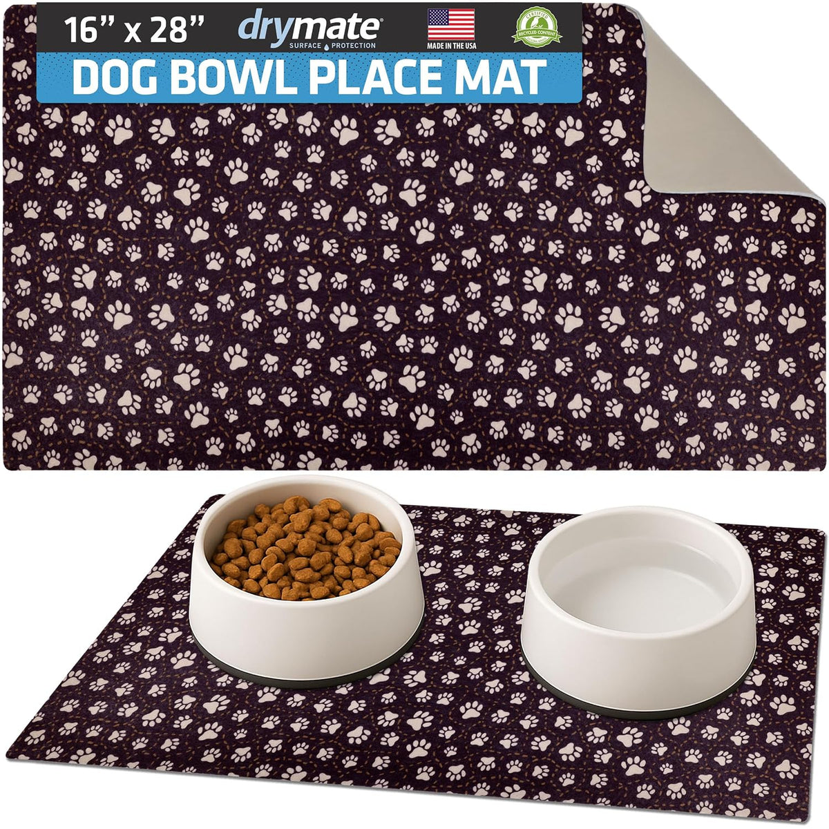 Drymate Pet Placemat – Paw Path Tan (16 x 28 Inches)