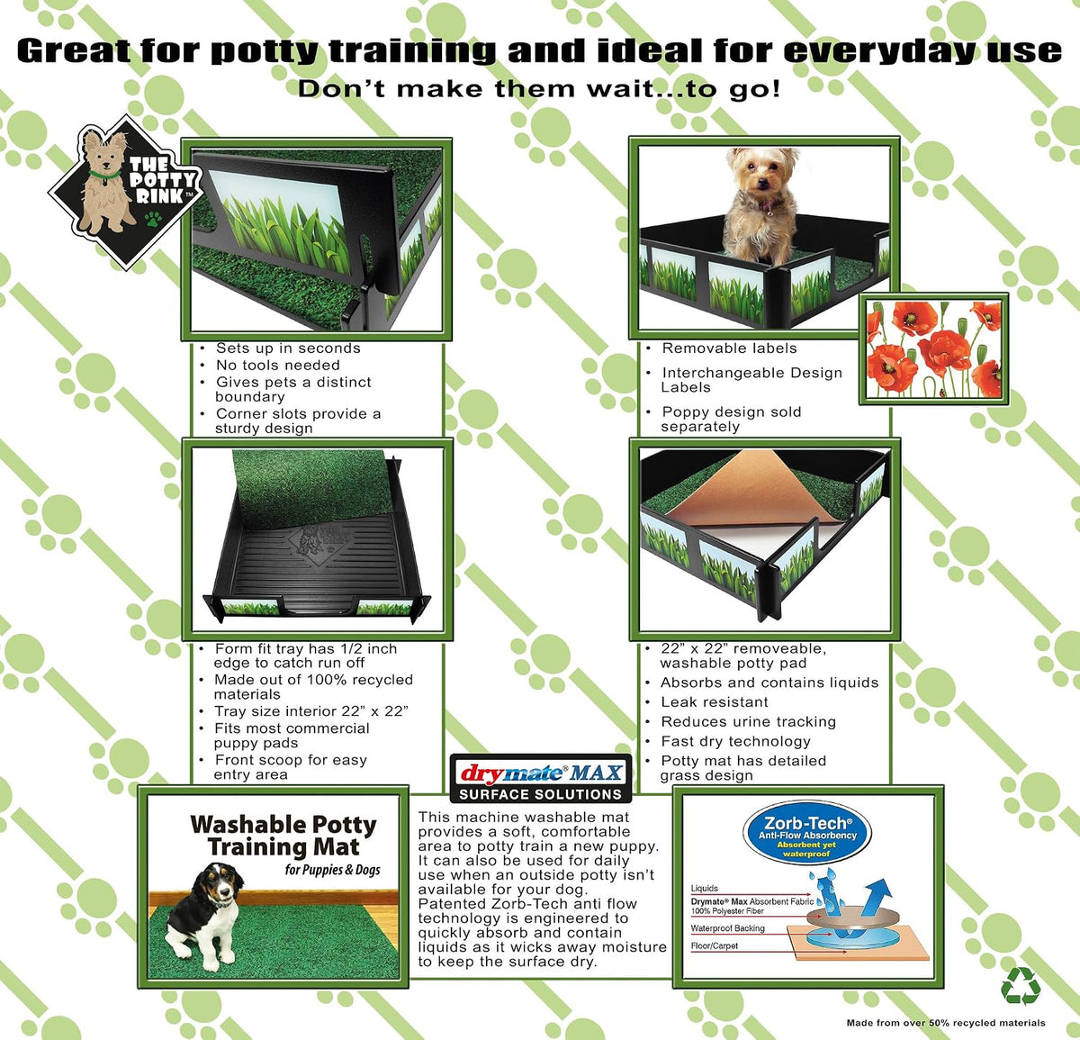 Drymate Potty Rink – 64 x 64 Inches with Accessories & Free Mat