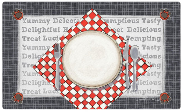 Drymate Dinner Plate Pet Bowl Placemat – Silver (Medium, 12 x 20 Inches)