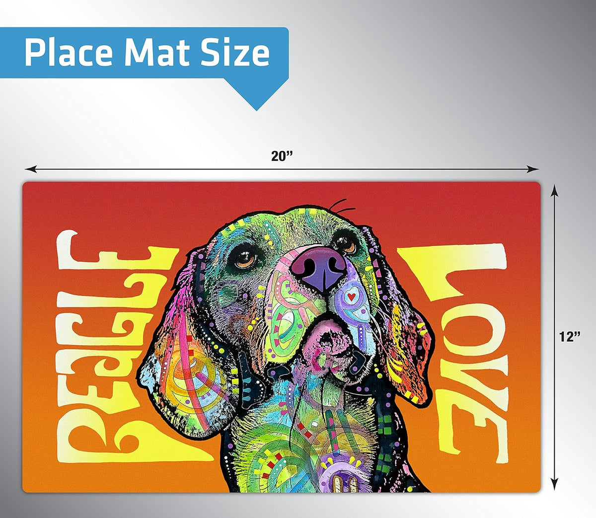 Drymate Pet Placemat – Beagle Love (12 x 20 Inches / 30 x 50 cm)