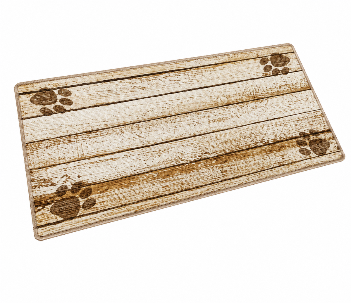 Drymate Pet Placemat – Tan Distressed Wood/Paws (16 x 28 Inches)
