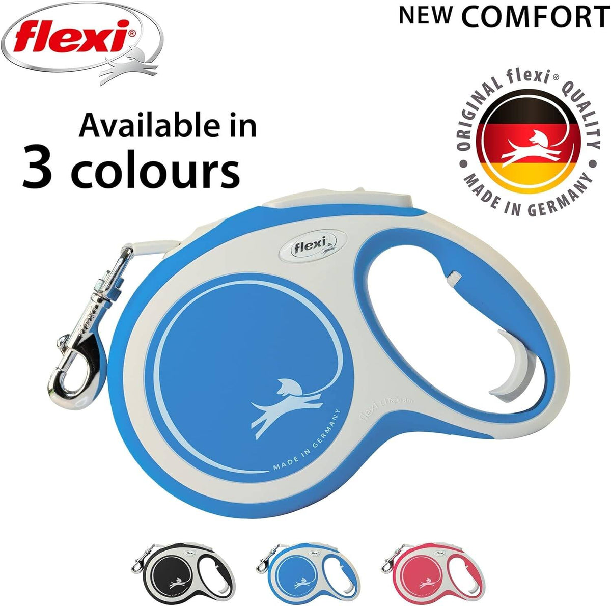 Flexi New Comfort Tape Retractable Dog Lead – Blue (5m)