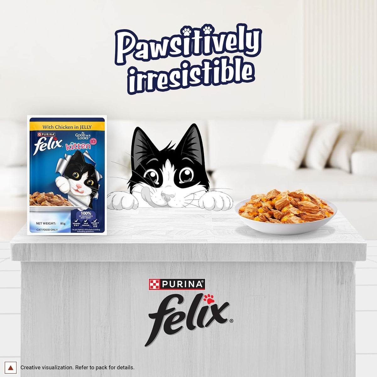 Felix Chicken in Jelly Complete & Balanced Kitten Cat Wet Food (Pack of 48)