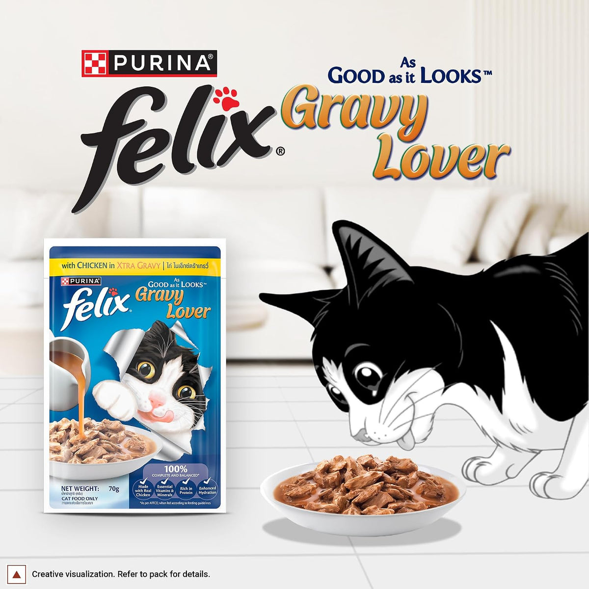 Felix Gravy Lover Chicken Chunks Adult Complete & Balanced Cat Wet Food (Pack of 24)