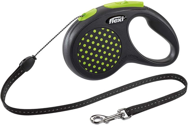 Flexi Design Tape Retractable Dog Lead – Black/Green (5m, Medium)