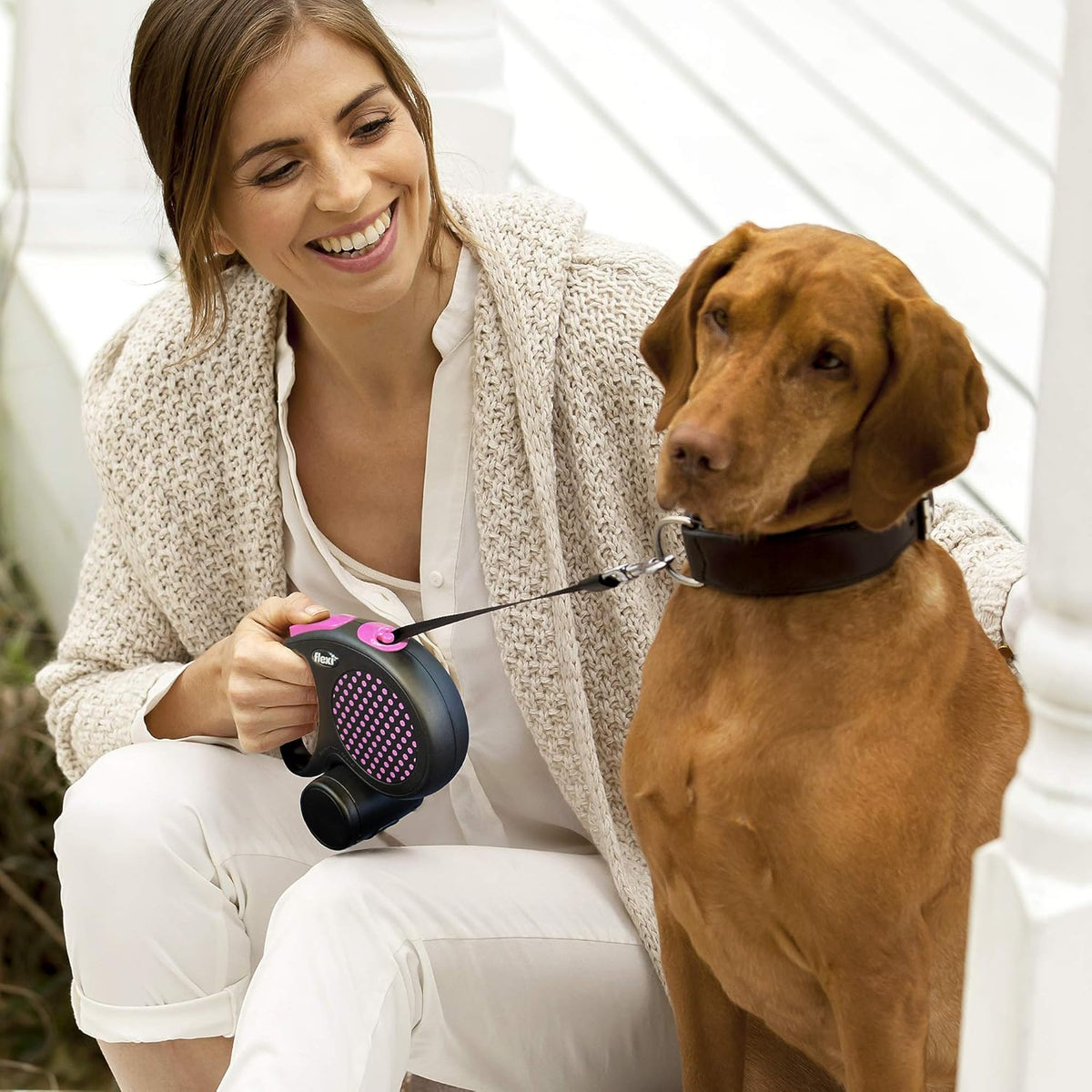 Flexi Design Tape Retractable Dog Lead – Black/Green (5m, Medium)