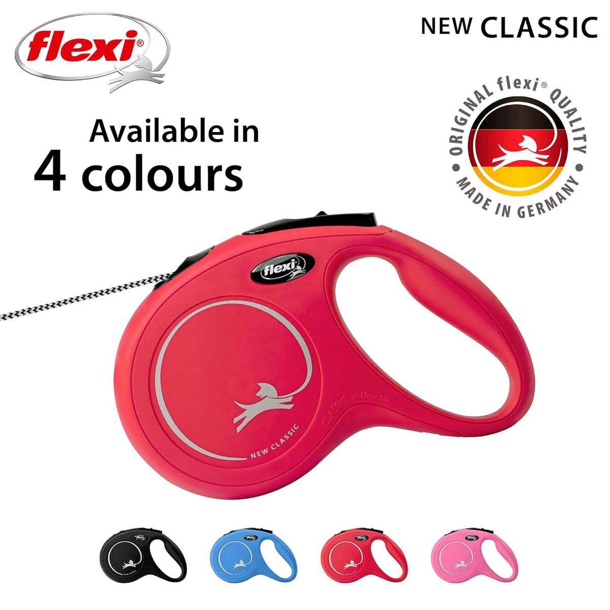 Flexi New Classic Tape Retractable Dog Lead – Red (5m)