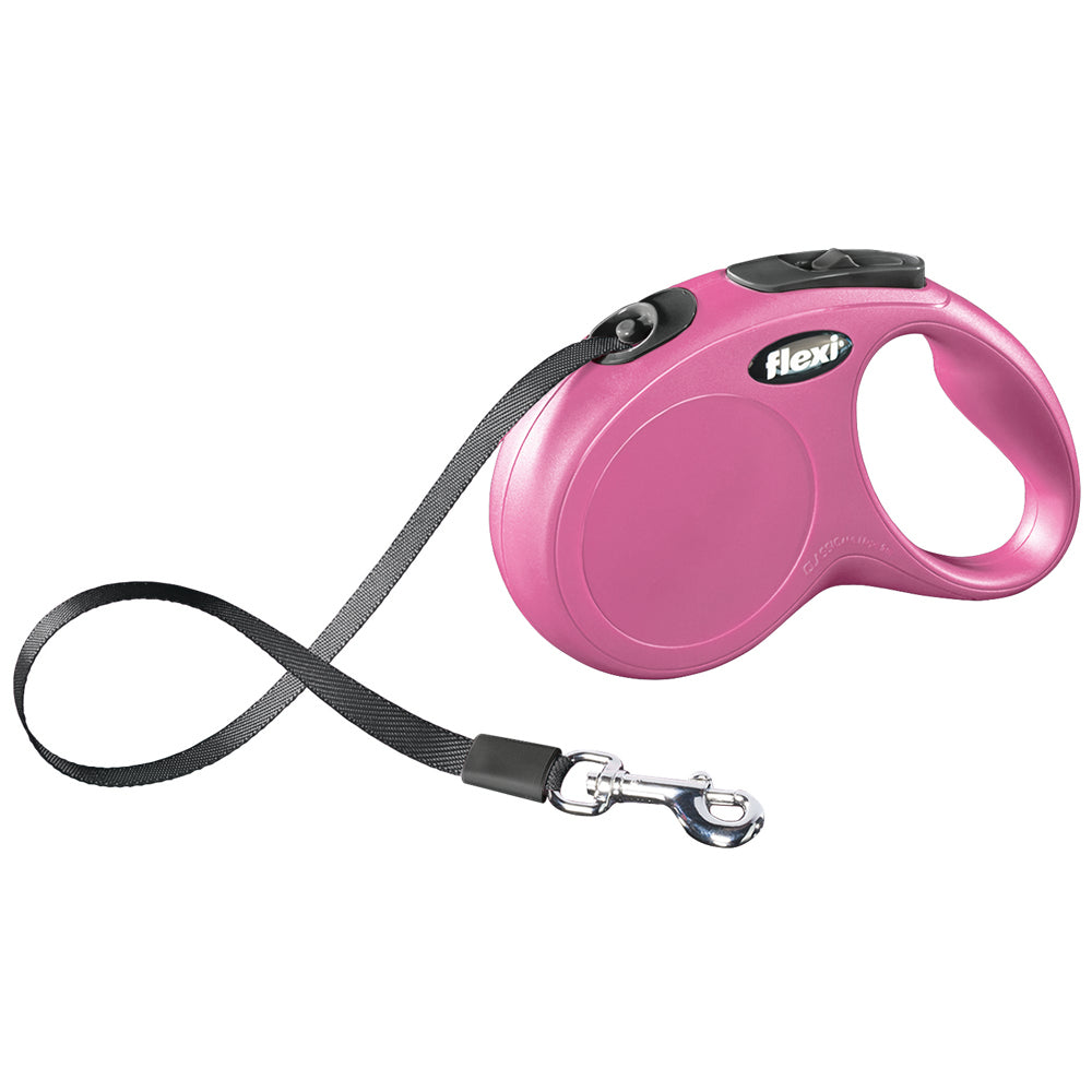 Flexi New Classic Tape Retractable Dog Lead – Pink (5m)