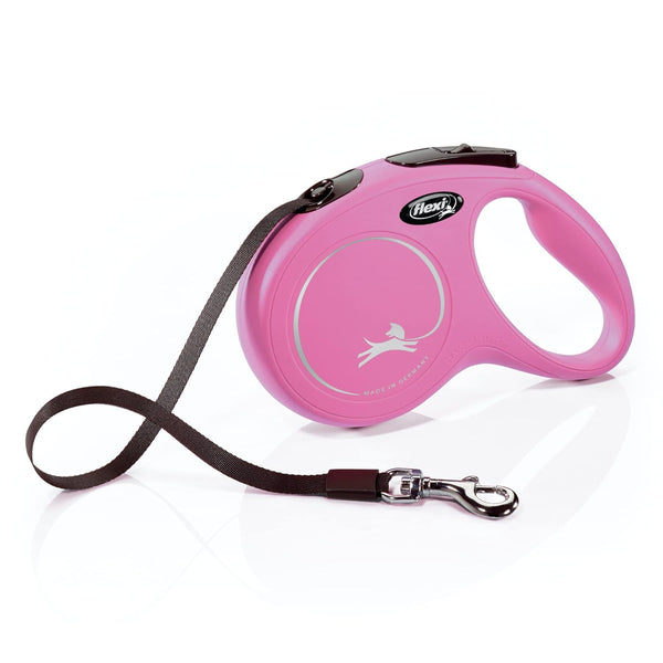 Flexi New Classic Tape Retractable Dog Lead – Pink (5m)