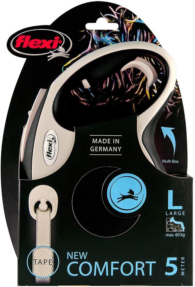 Flexi New Comfort Tape Retractable Dog Lead – Grey (5m)