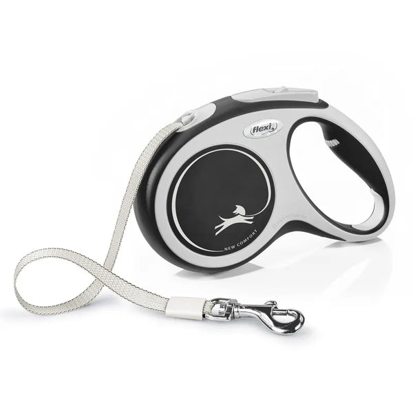 Flexi New Comfort Tape Retractable Dog Lead – Black & Grey (5m)