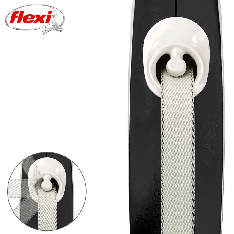 Flexi New Comfort Tape Retractable Dog Lead – Black & Grey (5m)