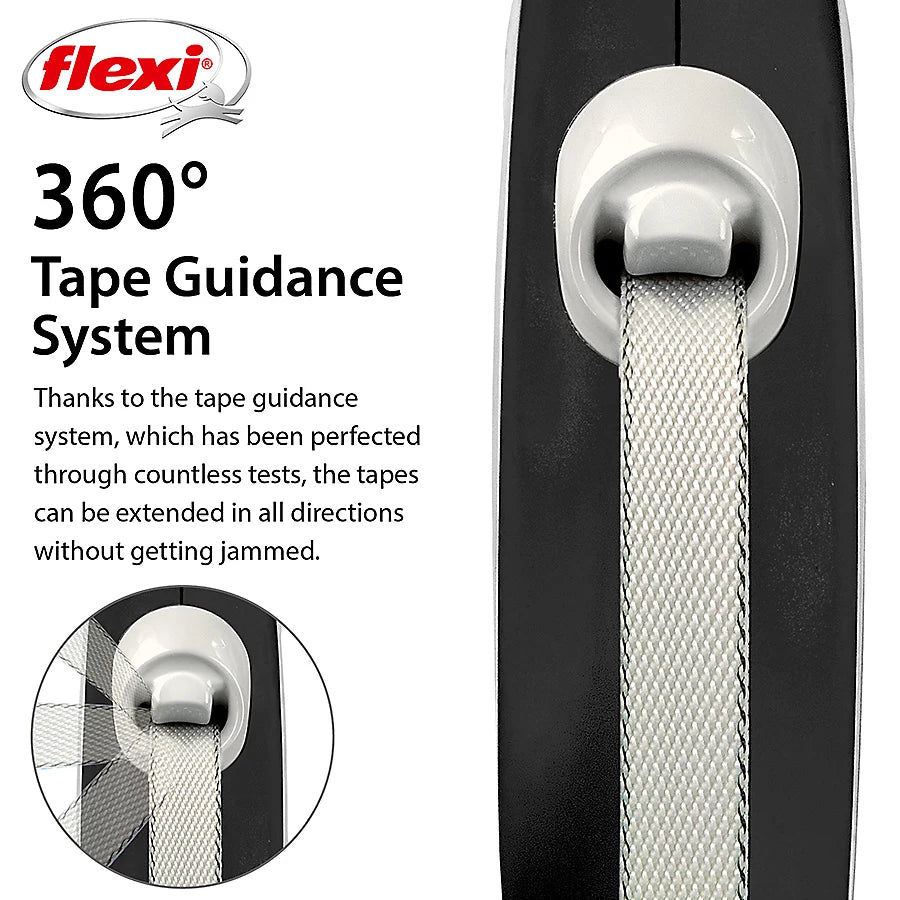 Flexi New Comfort Tape Retractable Dog Lead – Black & Grey (5m)