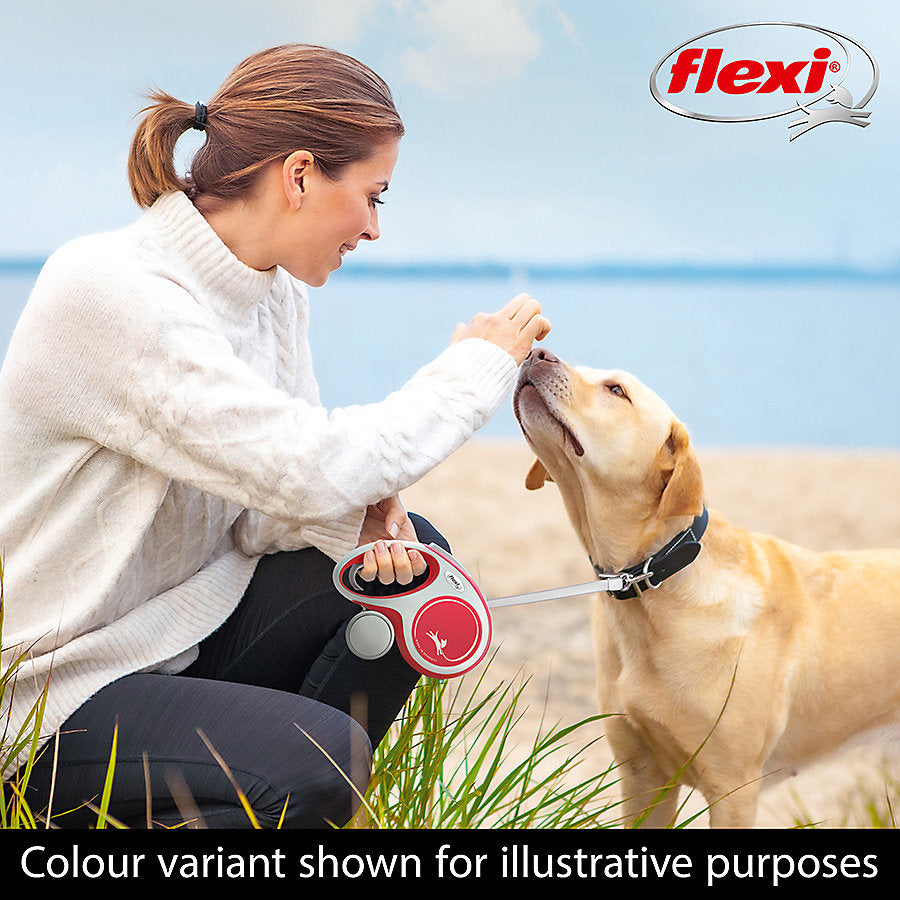Flexi New Comfort Tape Retractable Dog Lead – Black & Grey (5m)