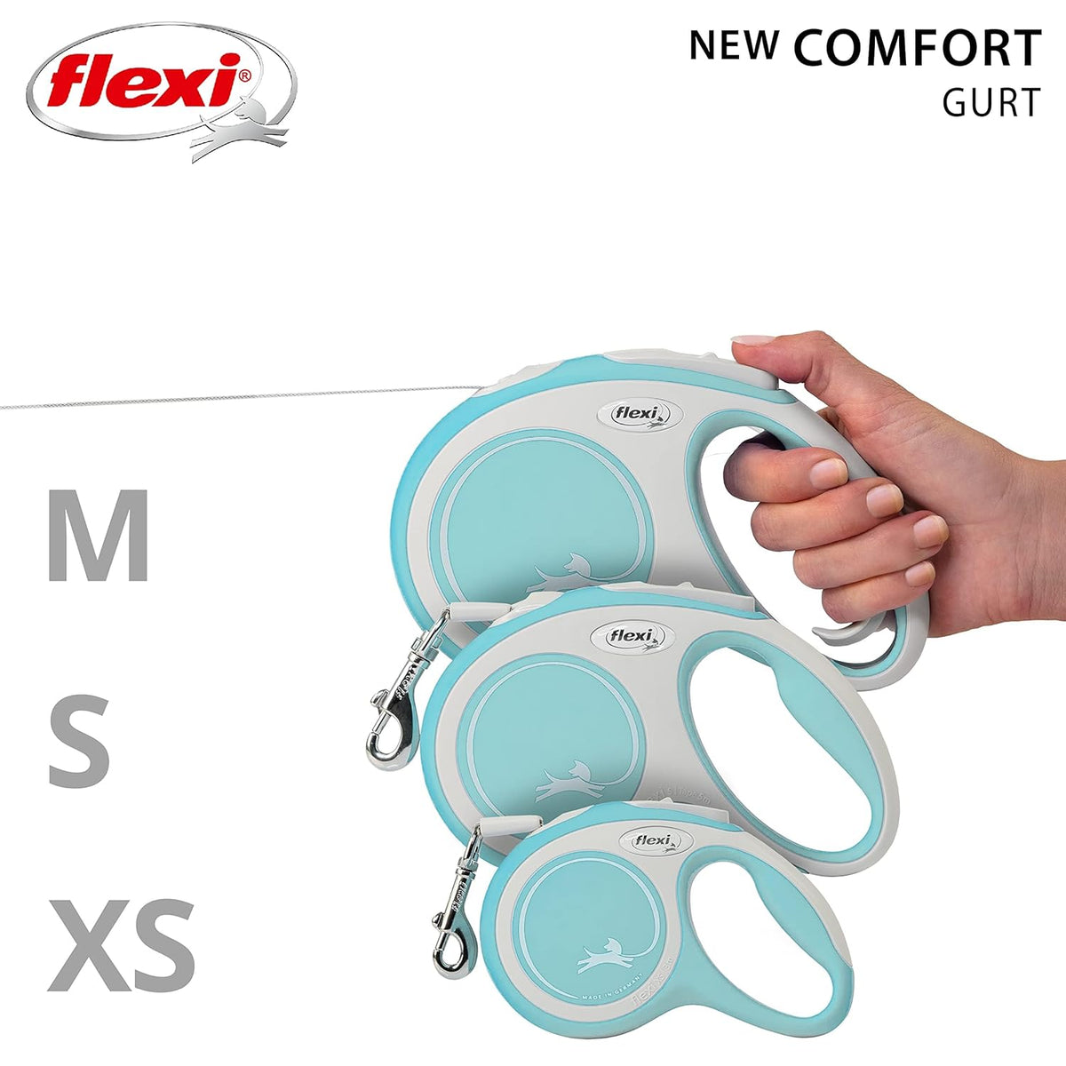 Flexi New Comfort Tape Retractable Dog Lead – Light Blue (5m)