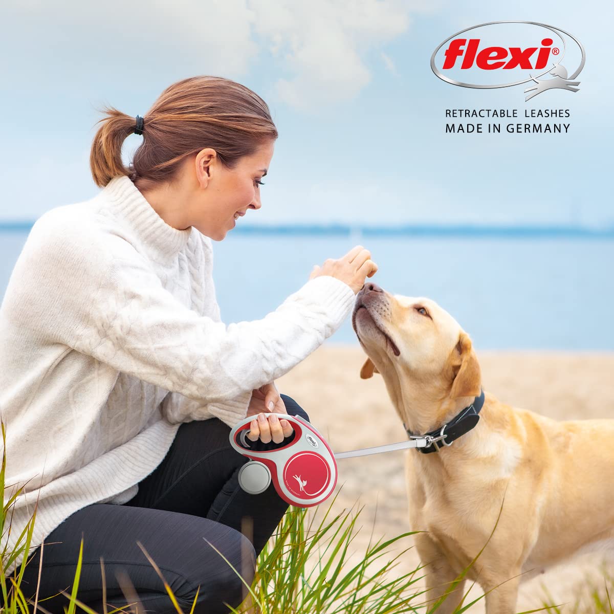 Flexi New Comfort Tape Retractable Dog Lead – Light Red (5m, Medium)