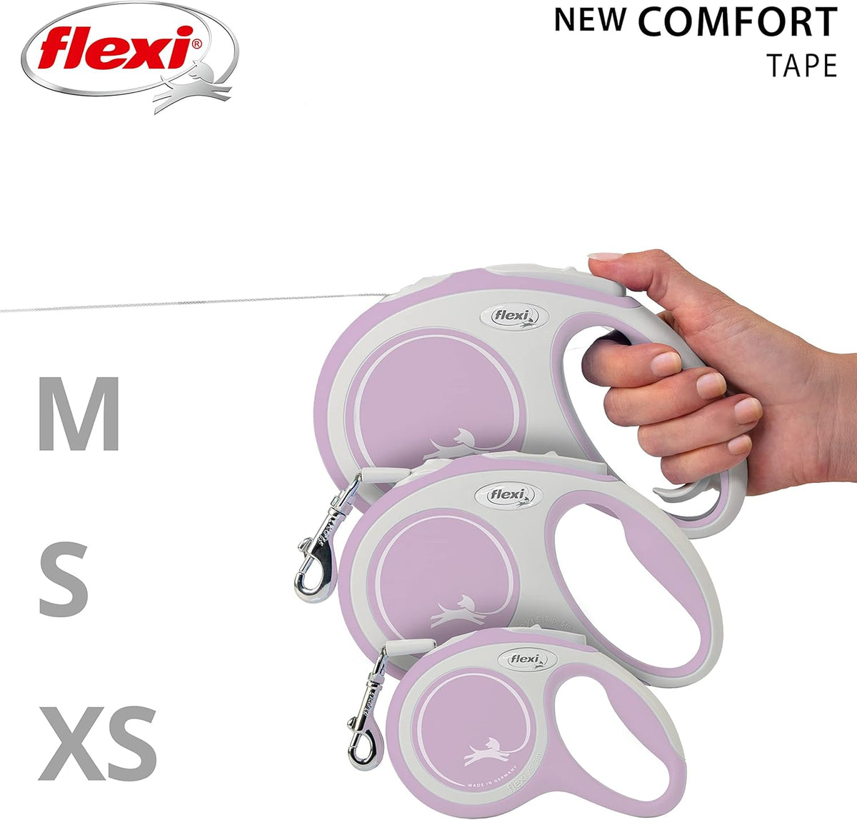 Flexi New Comfort Tape Retractable Dog Lead – Rose (5m, Small)