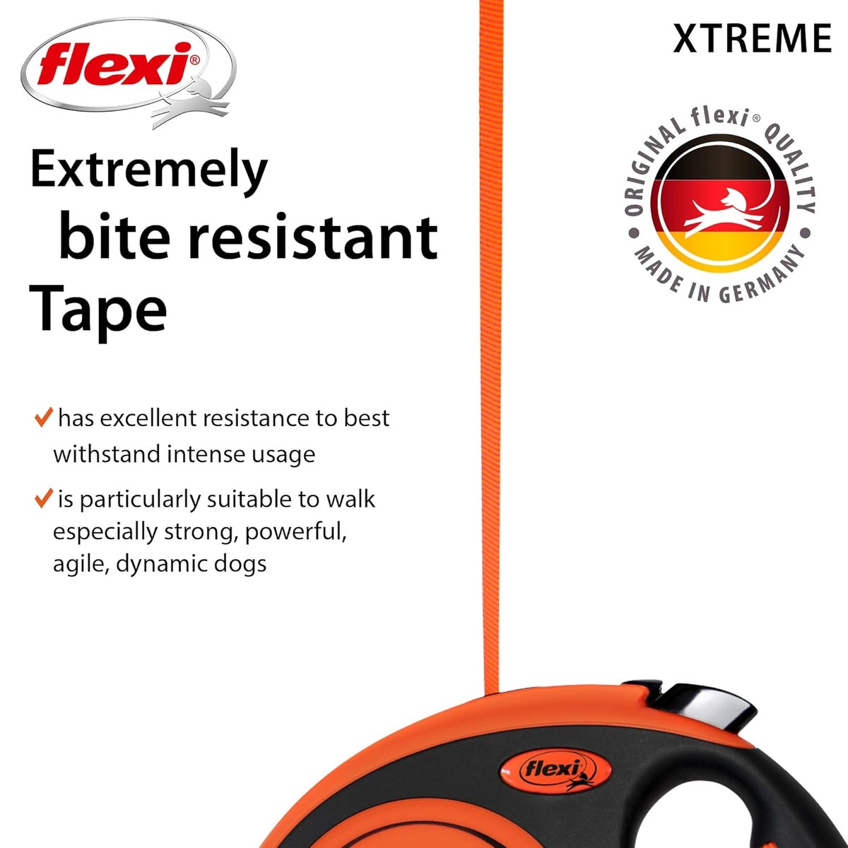 Flexi Xtreme Tape Retractable Dog Lead – Black/Orange (5m)