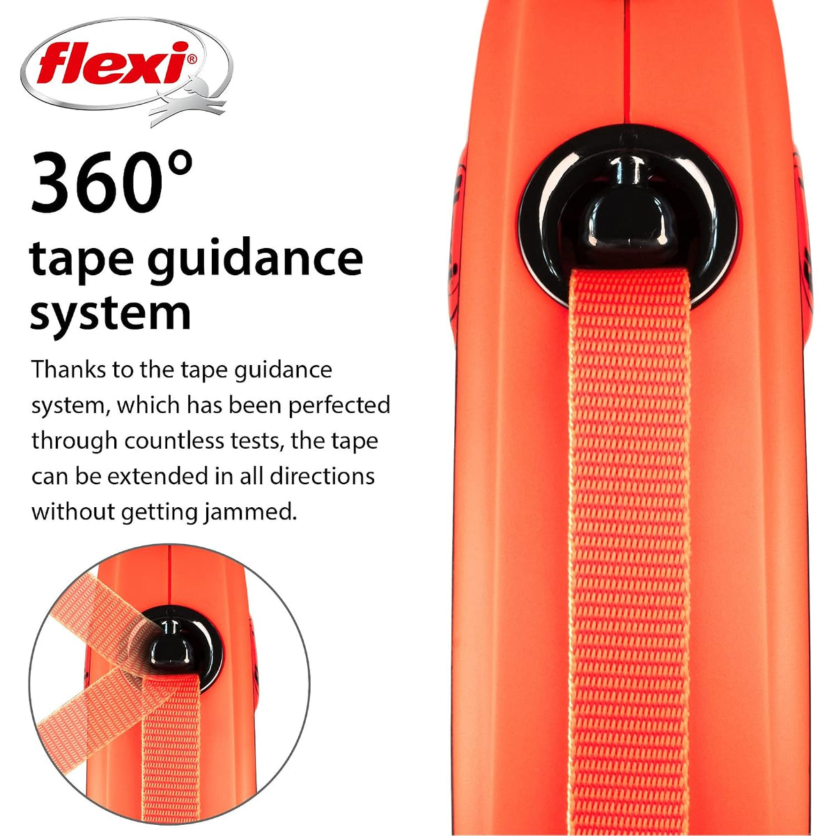 Flexi Xtreme Tape Retractable Dog Lead – Black/Orange (5m)