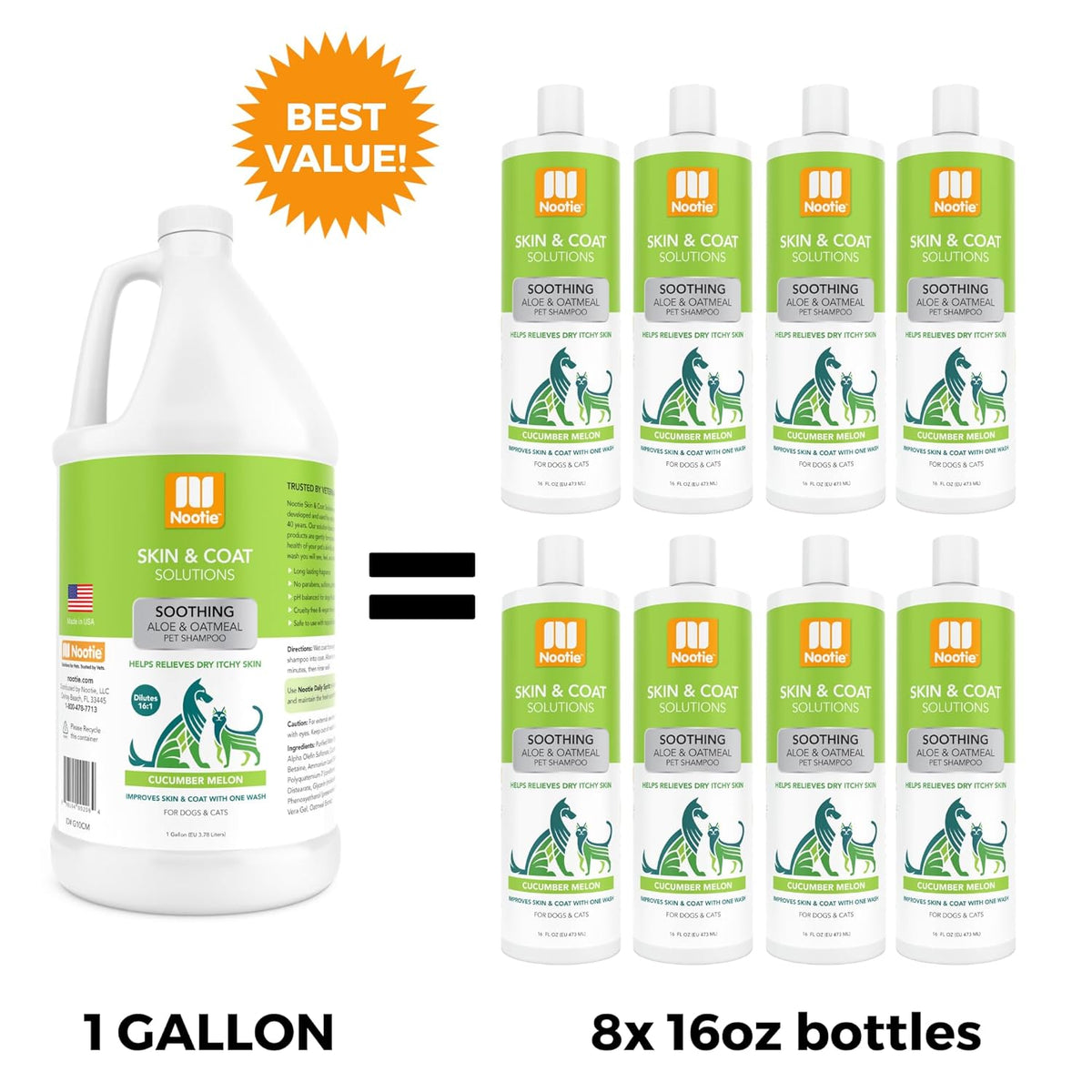 Nootie Soothing Aloe & Oatmeal Shampoo – Cucumber Melon (1 Gallon / 3.78 Litres)