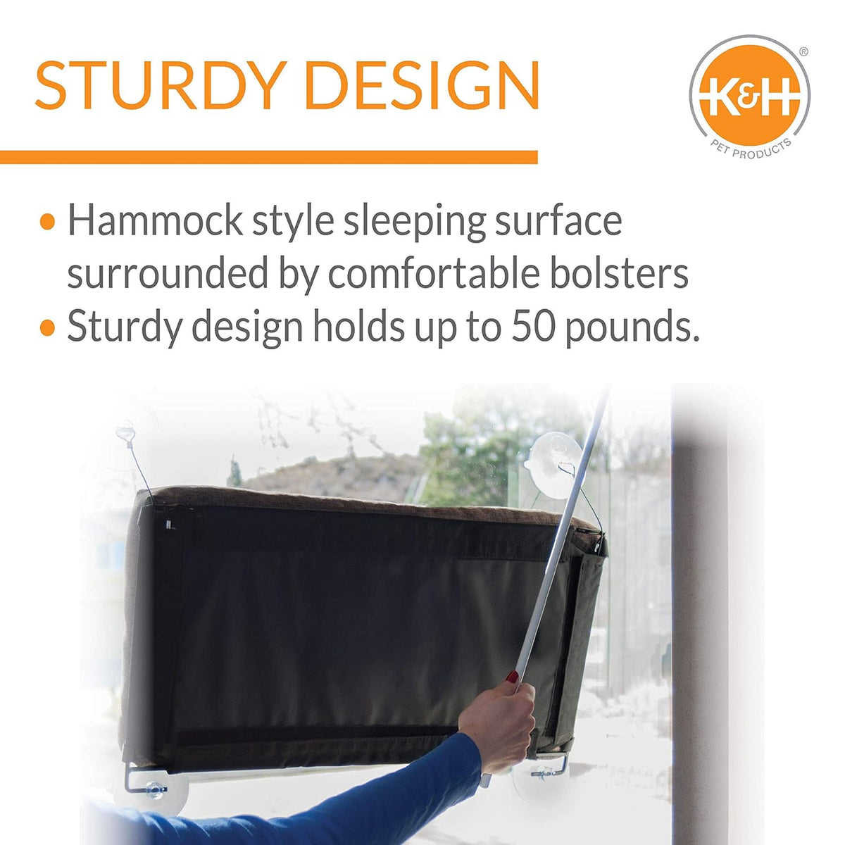 K&H EZ Mount Kitty Sill Deluxe with Bolster Chocolate Window Perch for Cats