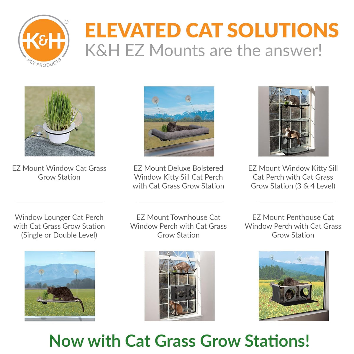 K&H EZ Mount Window Double Stack Kitty Sill – Gray (12 x 23 Inches)
