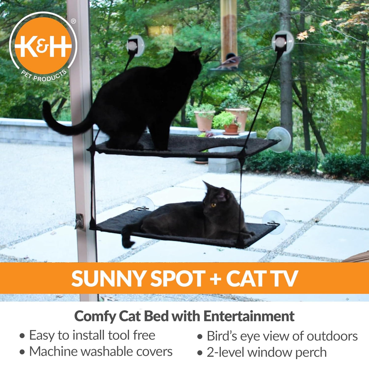 K&H EZ Mount Window Double Stack Kitty Sill – Gray (12 x 23 Inches)