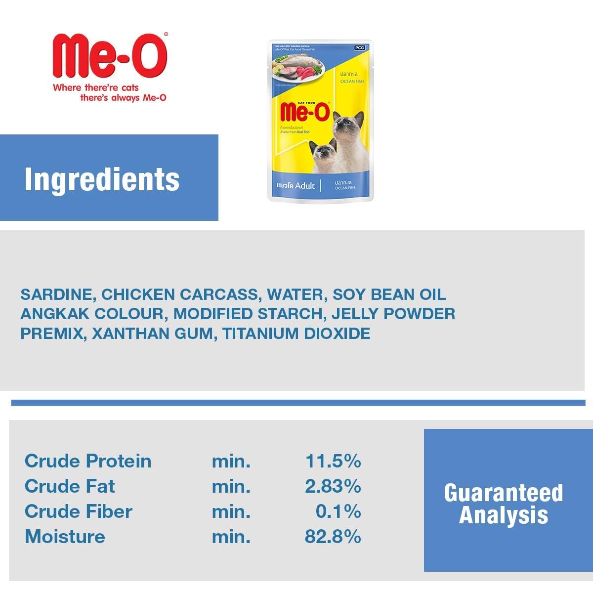 ME-O Adult Cat Wet Food Ocean Fish in Jelly 80g (Pack of 24)