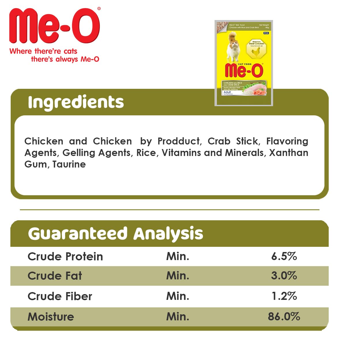 Me-O Chicken with Rice & Crabstick Wet Cat Food 80g