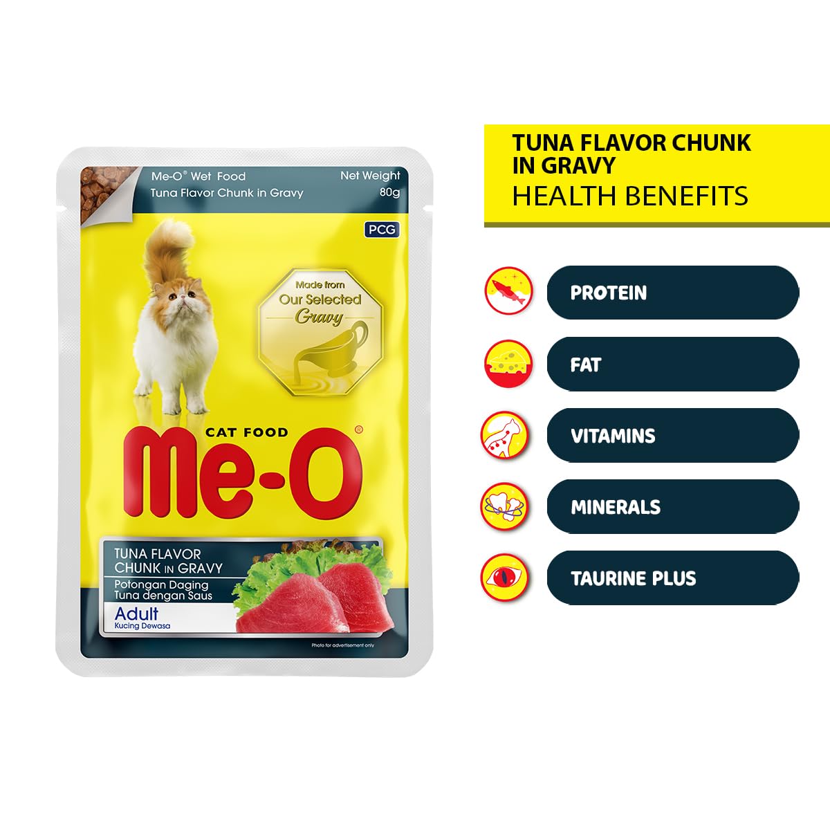 Me-O Tuna Flavour Chunk in Gravy Wet Cat Food 80g