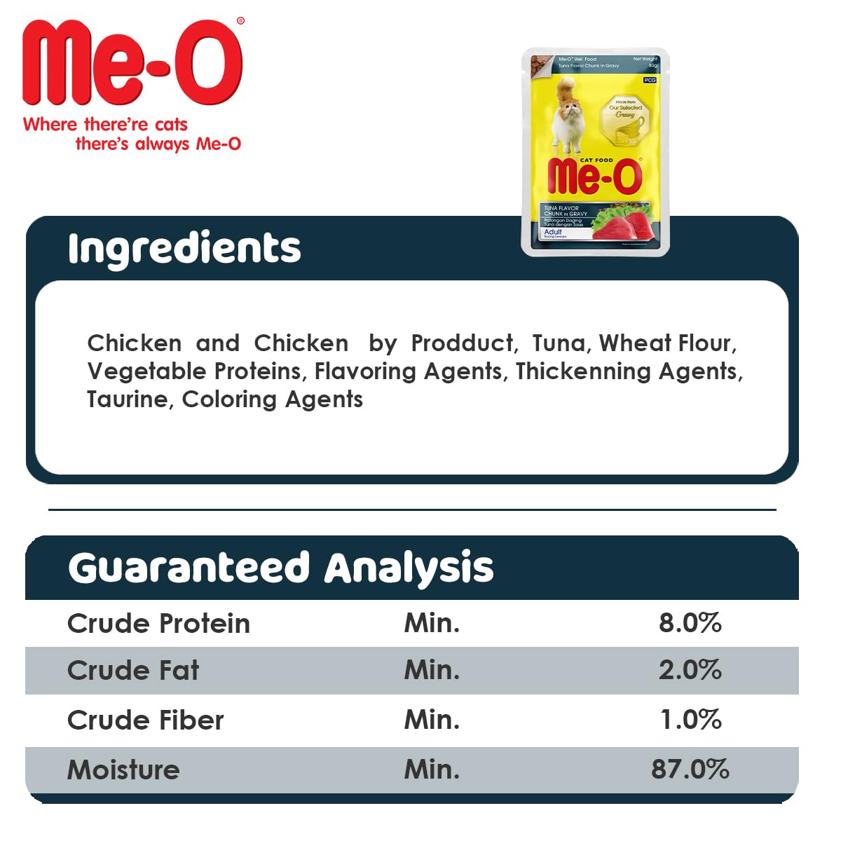 Me-O Tuna Flavour Chunk in Gravy Wet Cat Food 80g
