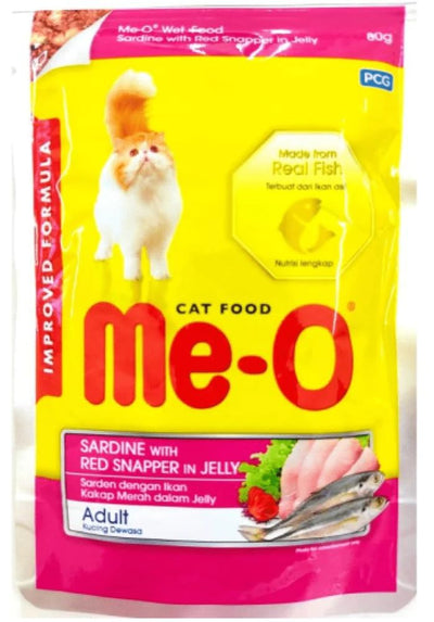 Me-O Adult Sardine with Red Snapper in Jelly Wet Cat Food 80g (Pack of 6)