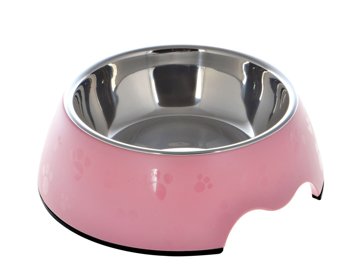Nutrapet Melamine Round Paw Bowl Set – Pink