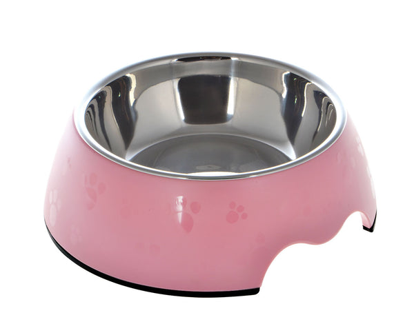 Nutrapet Melamine Round Paw Bowl Set – Pink
