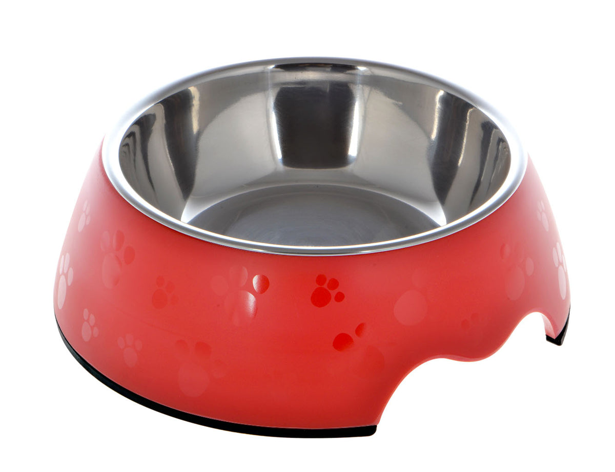 Nutrapet Melamine Round Paw Bowl Set – Red