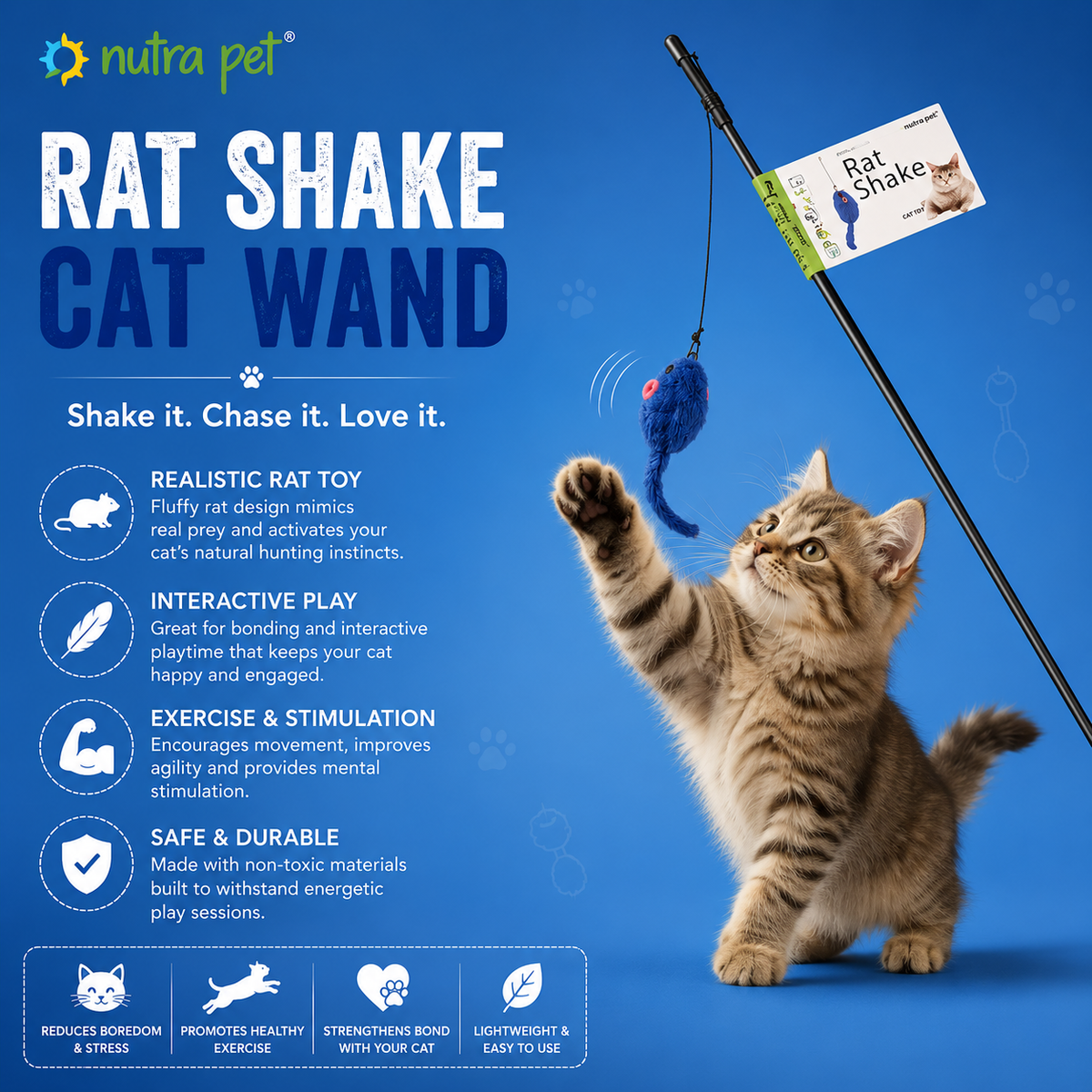 Nutrapet Rat Shake Cat Wand Cat Toy