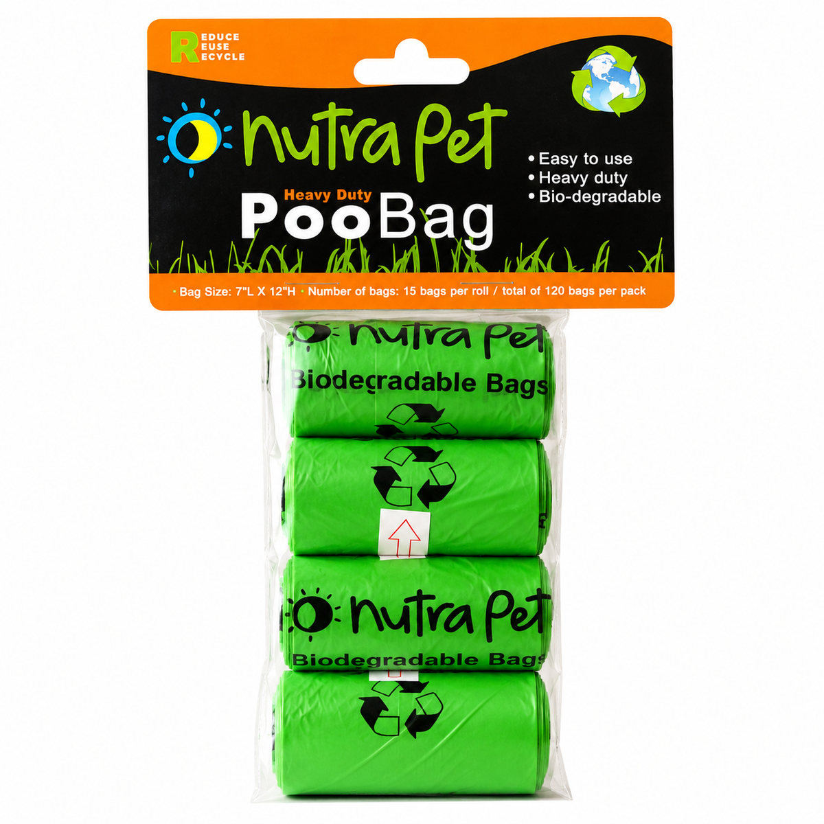 Nutrapet Poo Bags – 4 Rolls with Header Card