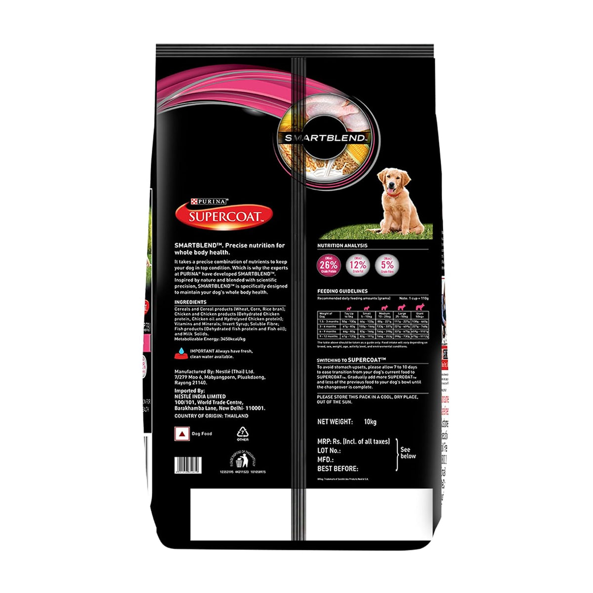 Purina SUPERCOAT Puppy All Breed Dry Dog Food with Chicken 10kg