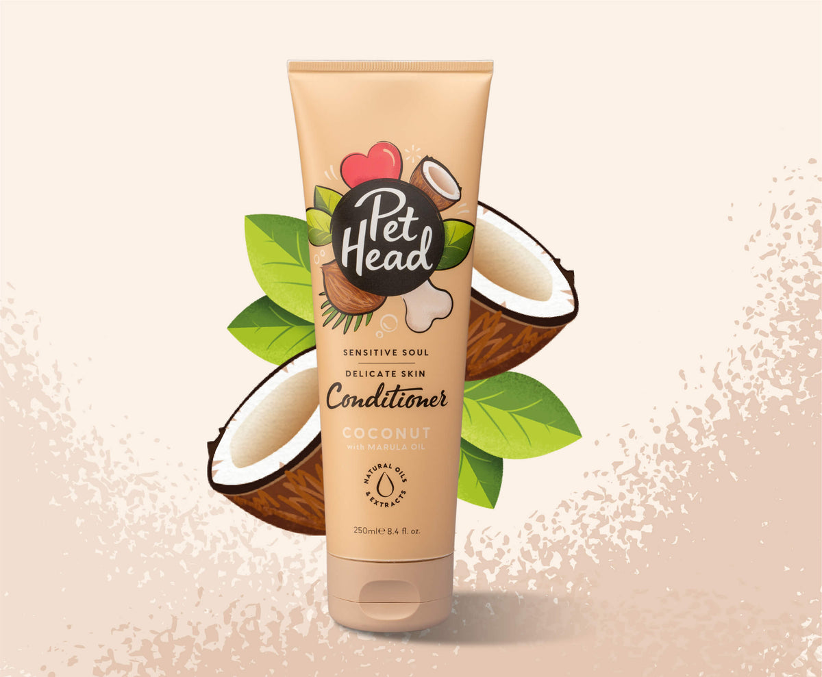 Pet Head Sensitive Soul Dog Conditioner for Sensitive Skin – Oatmeal & Marula Oil | Coconut Scent | Vegan & Cruelty-Free | 250ml