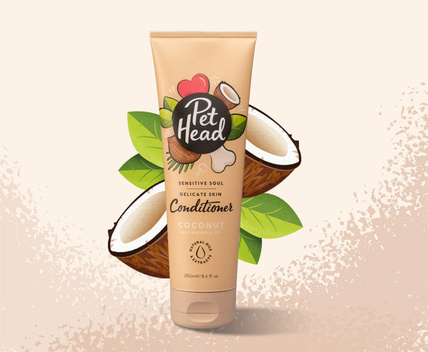 Pet Head Sensitive Soul Dog Conditioner for Sensitive Skin – Oatmeal & Marula Oil | Coconut Scent | Vegan & Cruelty-Free | 250ml