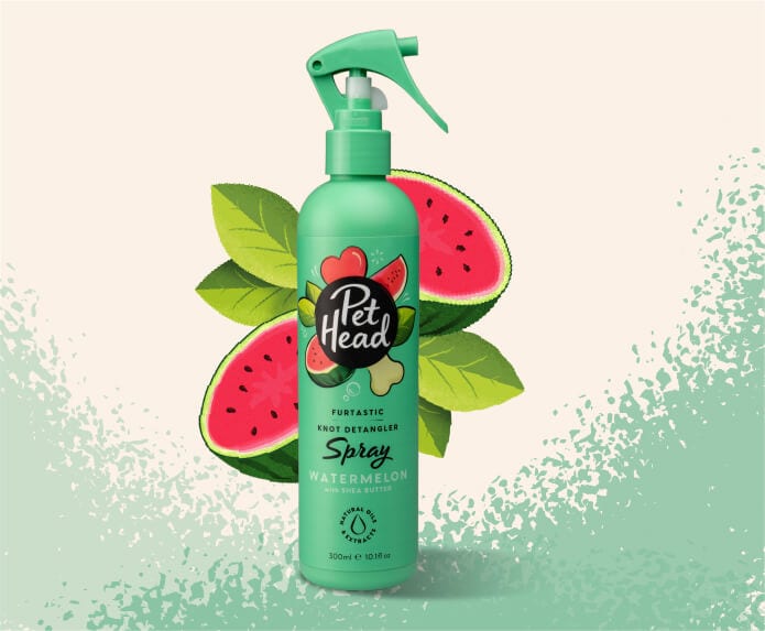 Pet Head Furtastic Knot Detangler Dog Spray | No-Rinse | Shea Butter & Apricot Oil | Watermelon Scent | Vegan & Cruelty-Free | 300ml