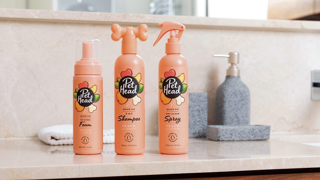 Pet Head Quick Fix 2in1 Dog Shampoo | Argan, Coconut & Jojoba Oil | Peach Scent | Vegan & Cruelty-Free | 300ml