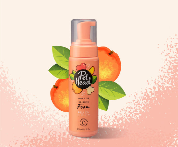 Pet Head Quick Fix 2in1 Foam for Dog  | Argan, Coconut & Jojoba Oil | Peach Scent | Vegan & Cruelty-Free | 200ml