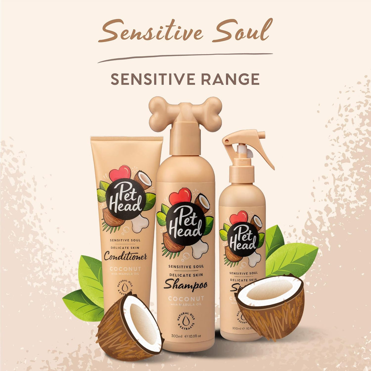 Pet Head Sensitive Soul Dog Conditioner for Sensitive Skin – Oatmeal & Marula Oil | Coconut Scent | Vegan & Cruelty-Free | 250ml
