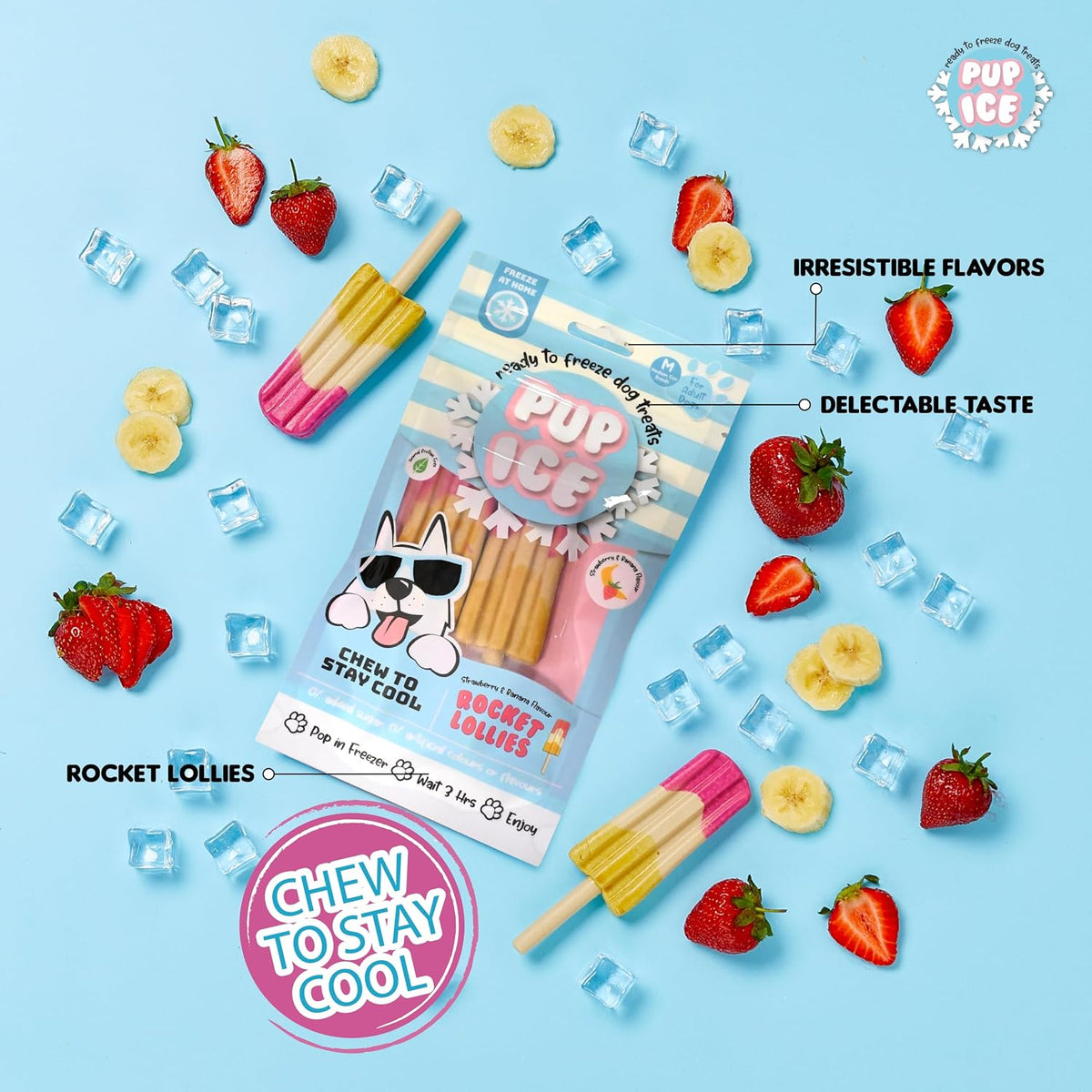 Pup Ice Meat Free Rocket Lollies Strawberry And Banana, 2 Pcs 90g