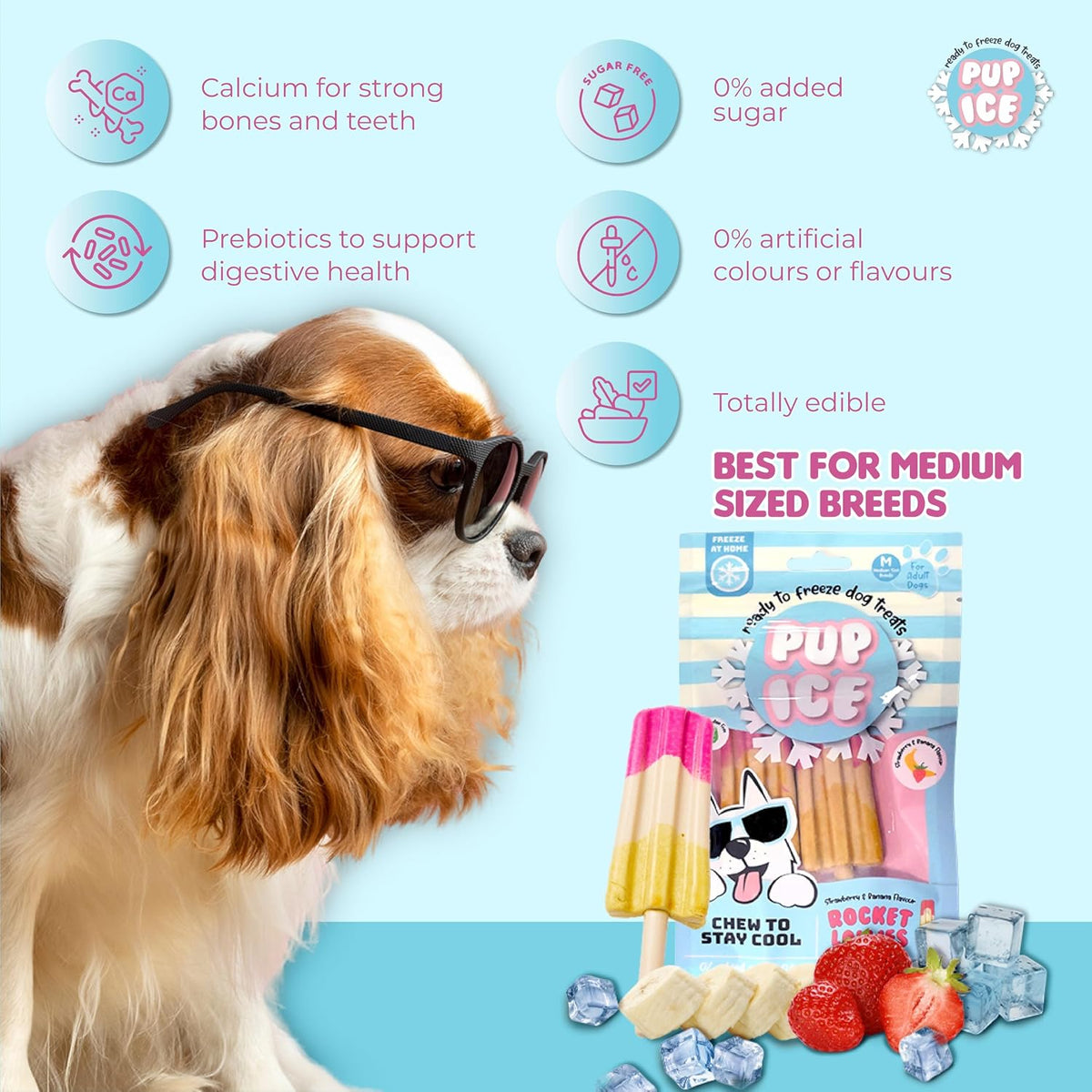 Pup Ice Meat Free Rocket Lollies Strawberry And Banana, 2 Pcs 90g
