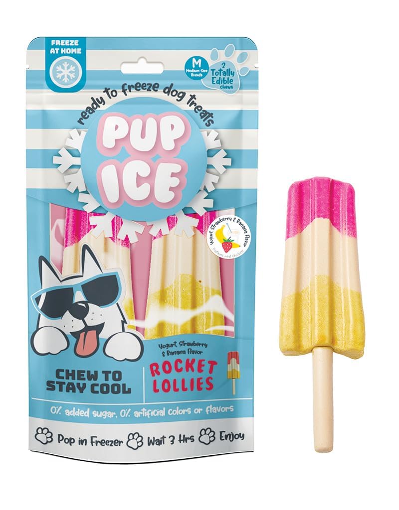 Pup Ice Meat Free Rocket Lollies Strawberry And Banana, 2 Pcs 90g